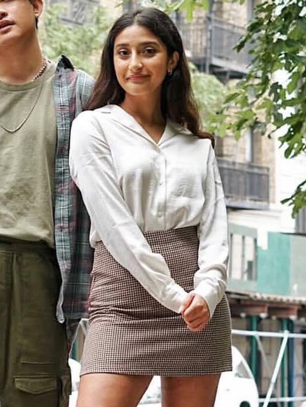 SHEIN Brown Houndstooth Mini Skirt | High Waist | Size S